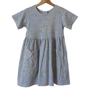 Fresh Produce Girls Dress 5 Kids Vintage Blue Floral Ditsy 90s Y2K Made in USA